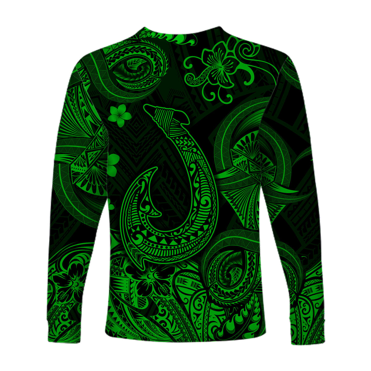 Hawaii Fish Hook Polynesian Long Sleeve Shirt Unique Style - Green LT8 - Polynesian Pride