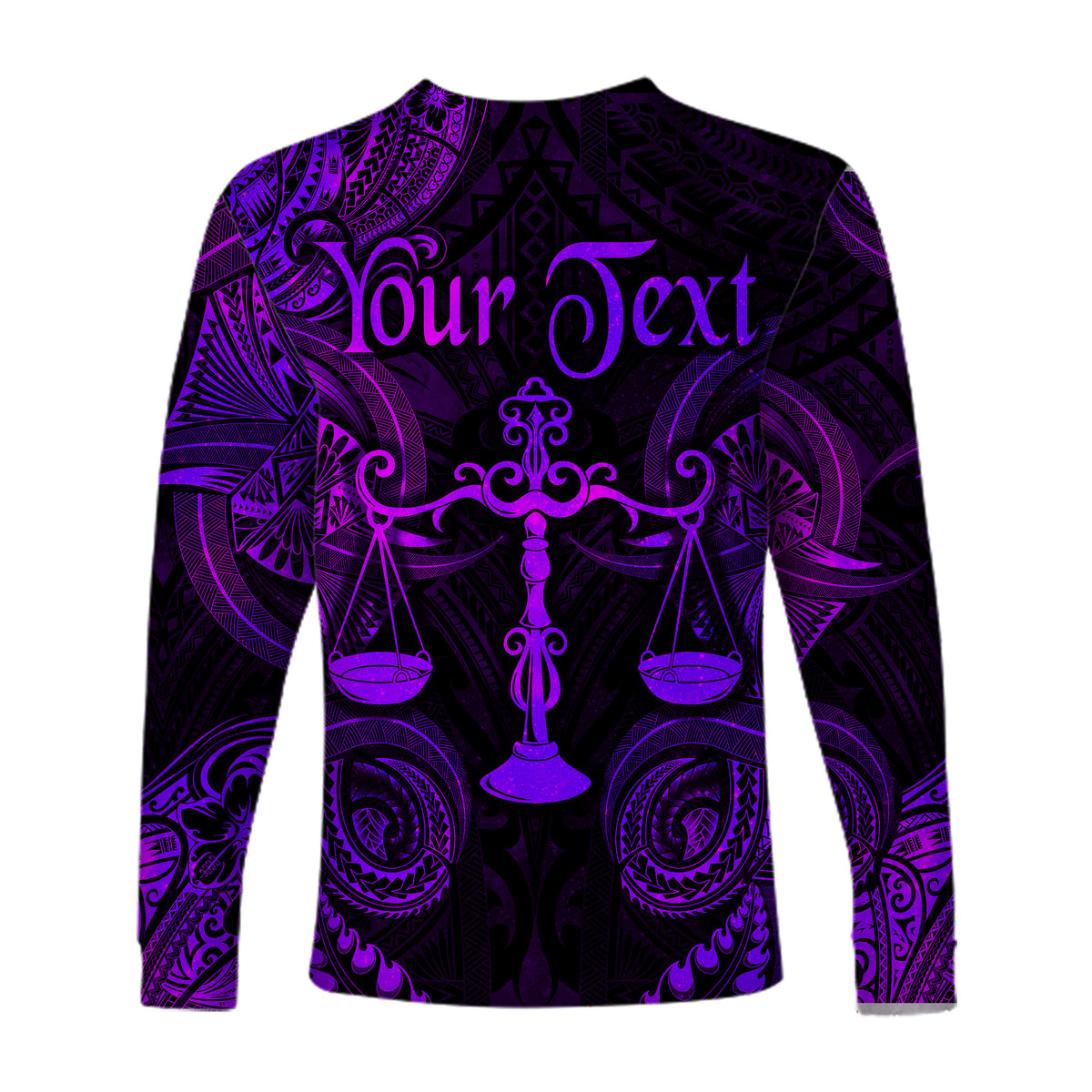 (Custom Personalised) Libra Zodiac Polynesian Long Sleeve Shirt Unique Style - Purple LT8 - Polynesian Pride