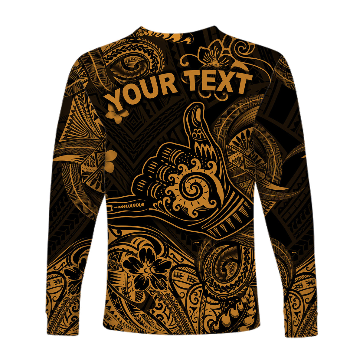 (Custom Personalised) Hawaii Shaka Polynesian Long Sleeve Shirt Unique Style - Gold LT8 - Polynesian Pride