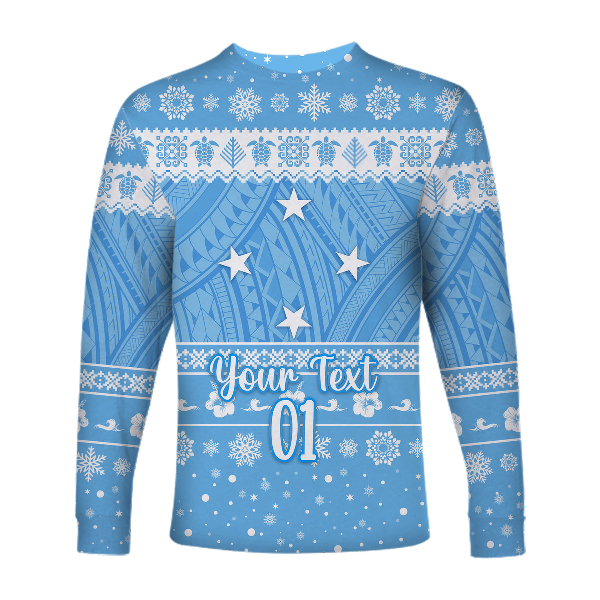 (Custom Personalised) Federated States of Micronesia Christmas Long Sleeve Shirt Simple Style - FSM Flag LT8 - Polynesian Pride