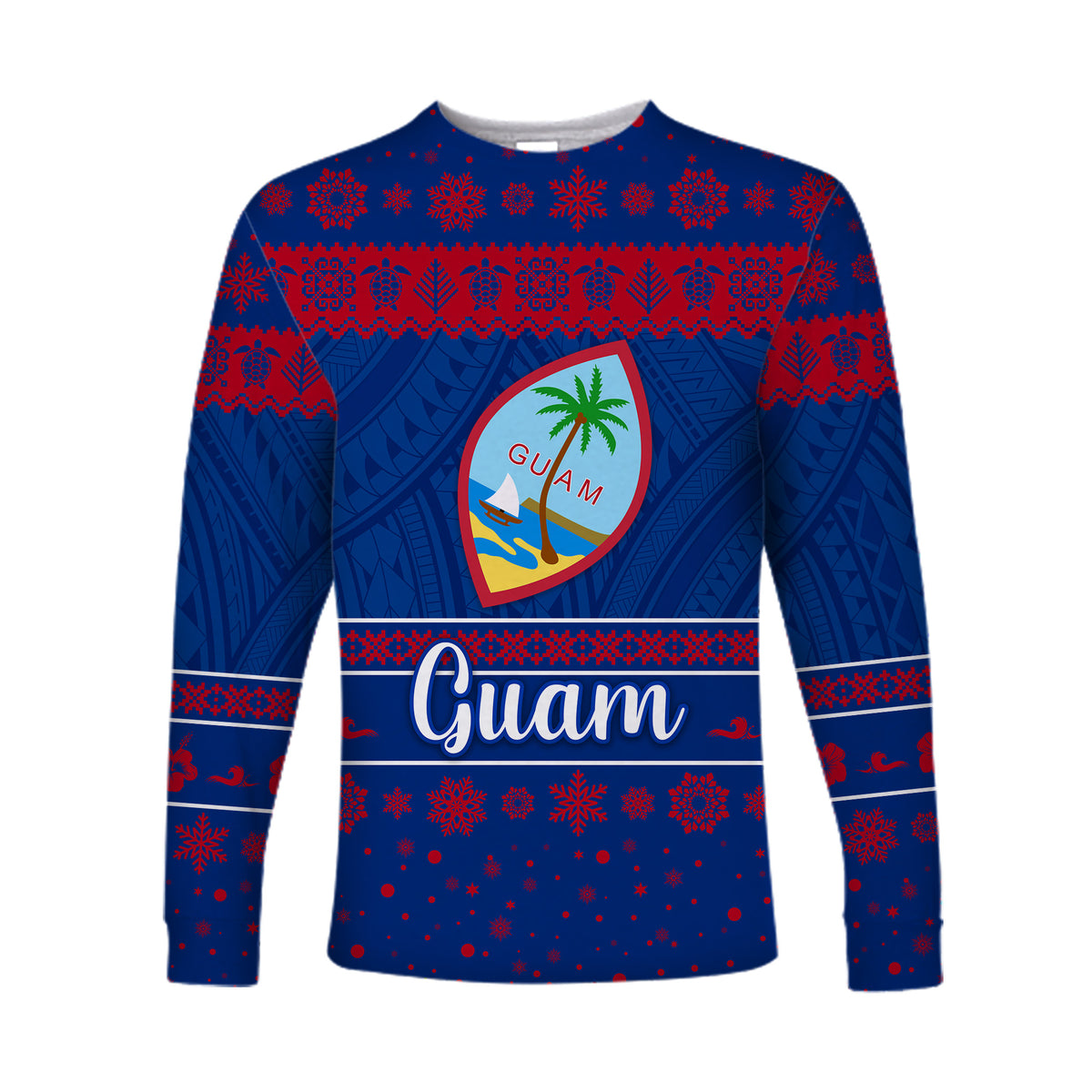 (Custom Personalised) Guam Christmas Long Sleeve Shirt Simple Style LT8 - Polynesian Pride