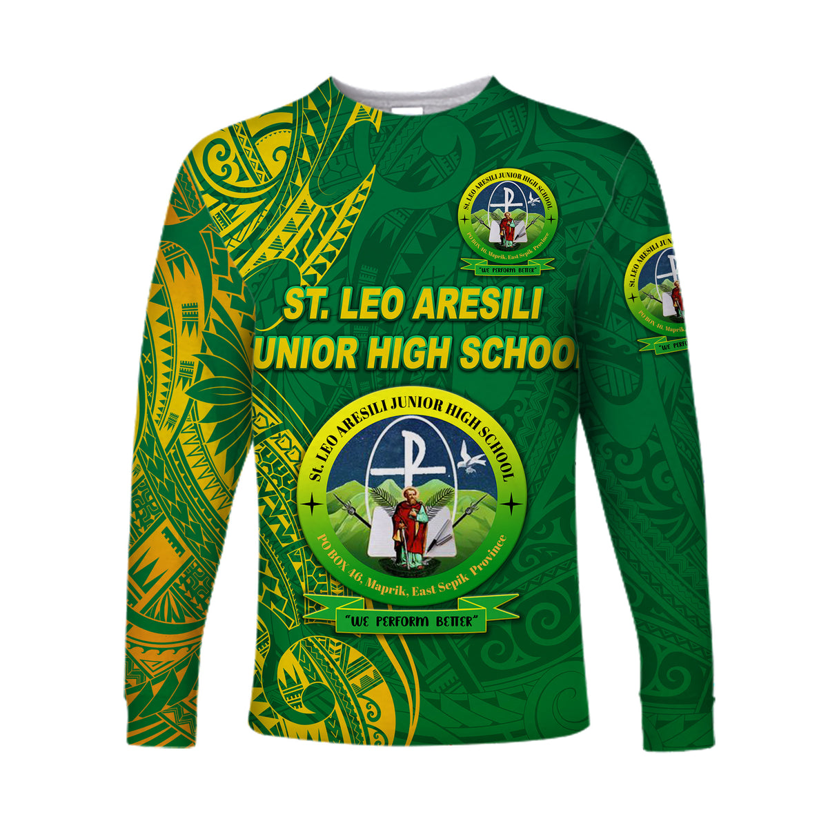 St. Leo Aresili Junior High School Long Sleeve Shirts Original Style LT8 - Polynesian Pride