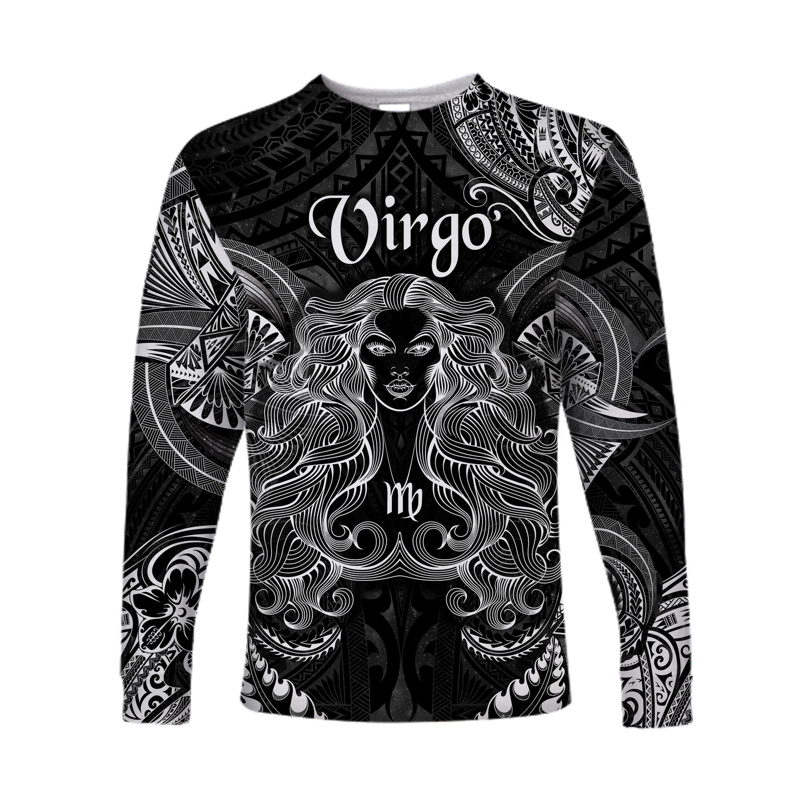 (Custom Personalised) Virgo Zodiac Polynesian Long Sleeve Shirt Unique Style - Black LT8 Unisex Black - Polynesian Pride