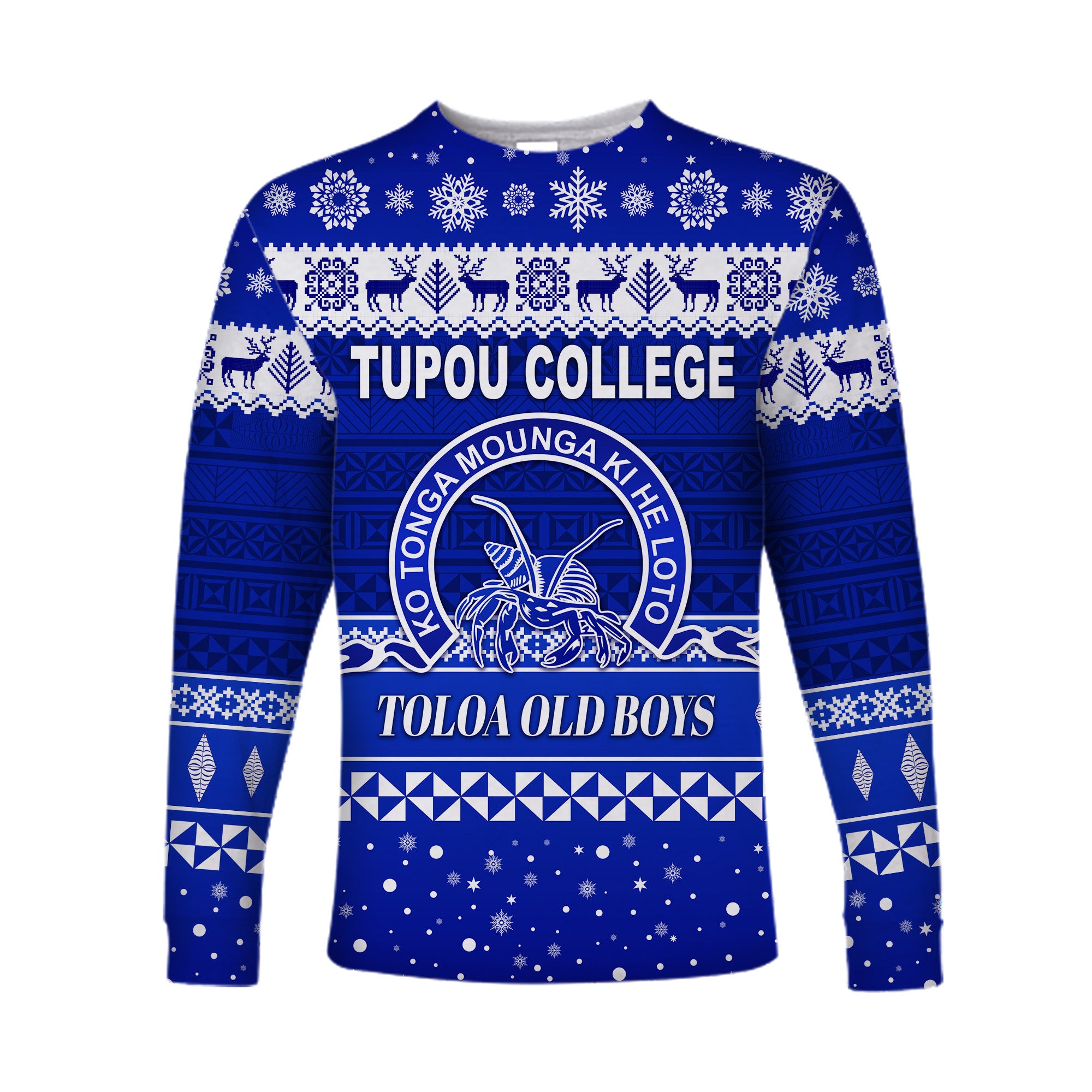 (Custom Personalised) Tupou College Toloa Old Boys Christmas Long Sleeve Shirt Simple Style LT8 Unisex Blue - Polynesian Pride