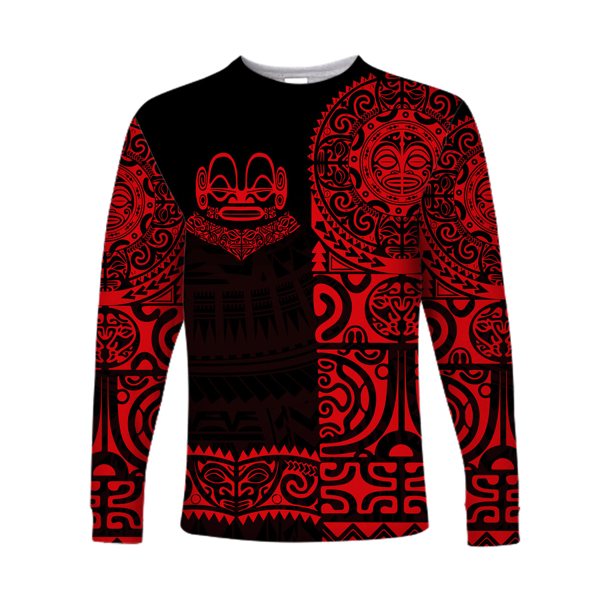 Marquesas Islands Long Sleeve Shirt Marquesan Tattoo Unique Style - Red LT8 - Polynesian Pride