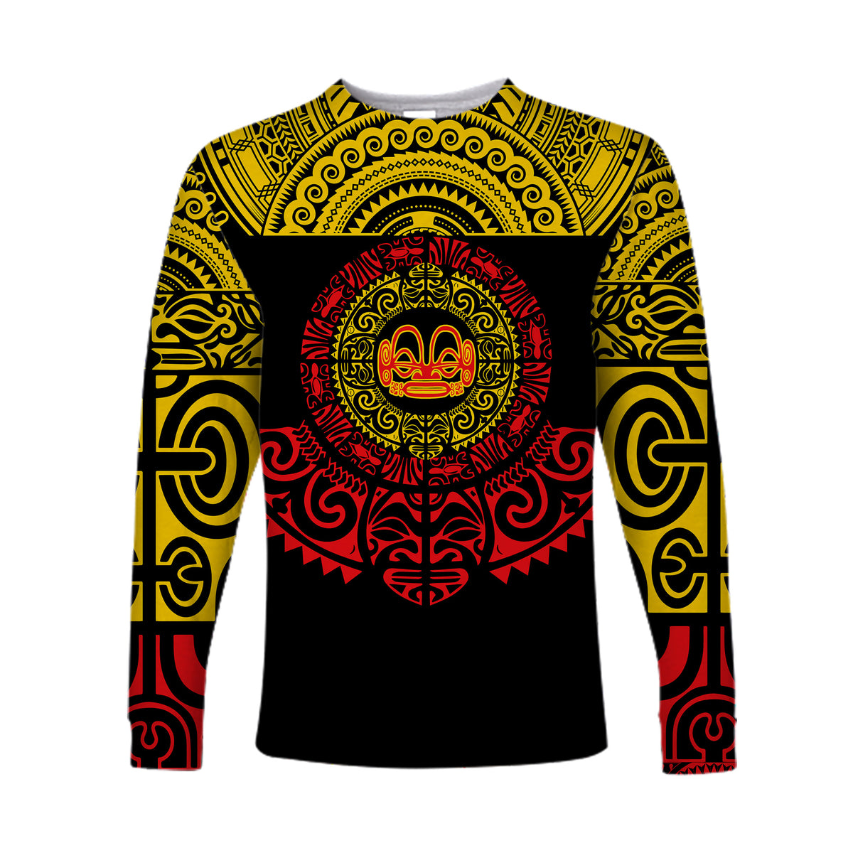 (Custom Personalised) Marquesas Islands Long Sleeve Shirt Marquesan Tattoo Simplified Version - Yellow LT8 - Polynesian Pride