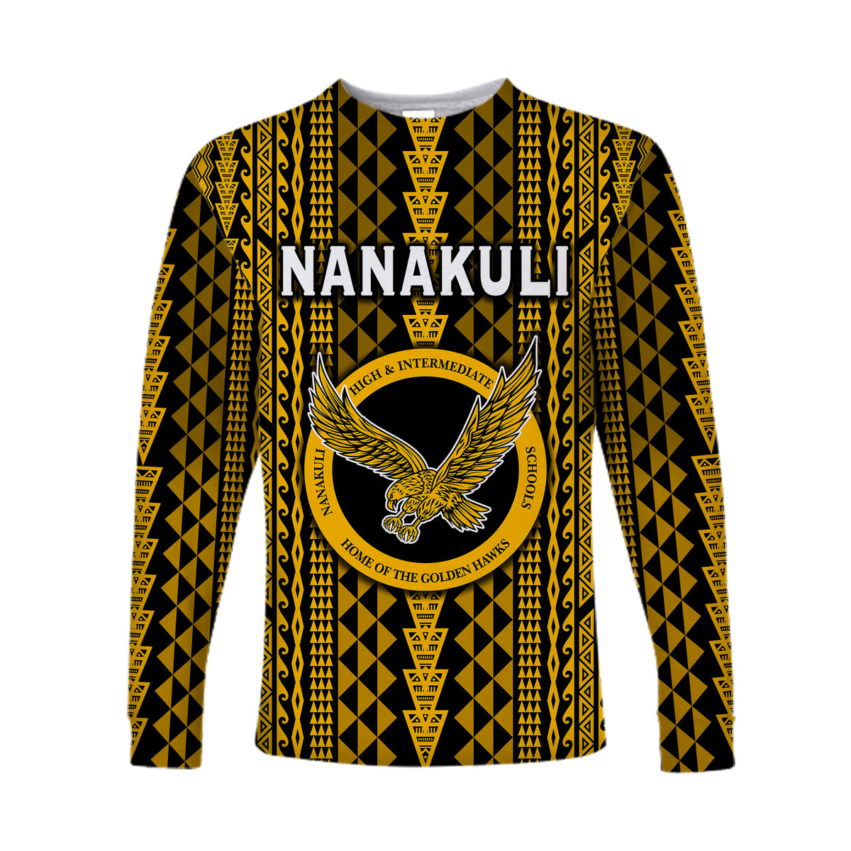 (Custom Personalised) Hawaii Nanakuli School Long Sleeve Shirts Golden Hawks Simple Style LT8 - Polynesian Pride