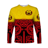 (Custom Personalised) Marquesas Islands Long Sleeve Shirt Marquesan Tattoo Special Style - Gradient Red LT8 - Polynesian Pride
