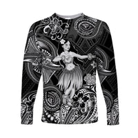 (Custom Personalised) Hawaii Hula Girl Polynesian Long Sleeve Shirt Unique Style - Black LT8 - Polynesian Pride