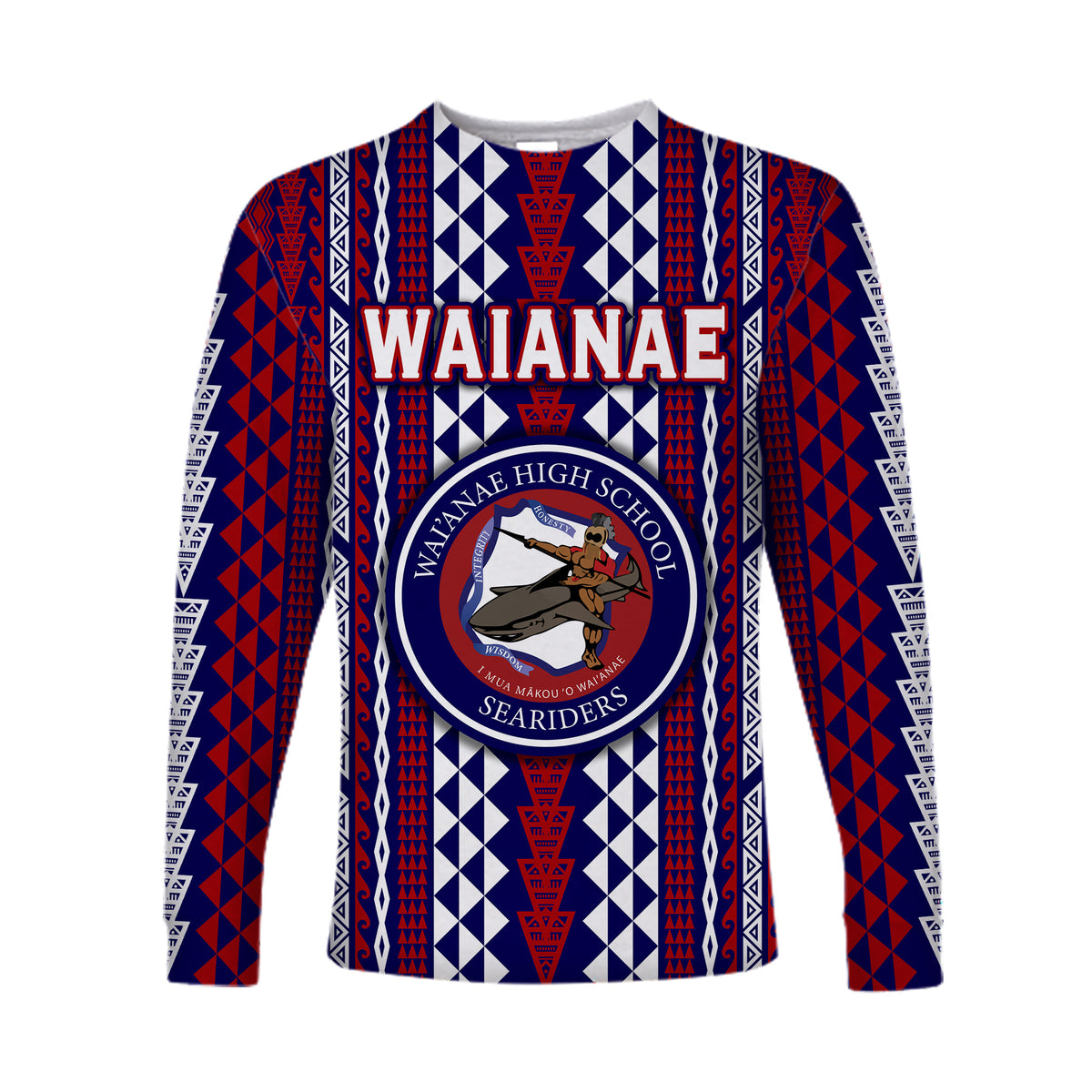 (Custom Personalised) Hawaii Waianae High School Long Sleeve Shirts Seariders Simple Style LT8 - Polynesian Pride