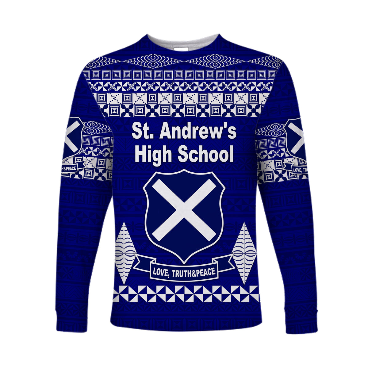 (Custom Personalised) St. Andrew's High School Long Sleeve Shirt Simple Tongan Kupesi LT8 - Polynesian Pride