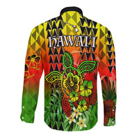 Hawaii Flowers Long Sleeve Button Shirt Color Tribal Pattern Hawaiian LT13 - Polynesian Pride