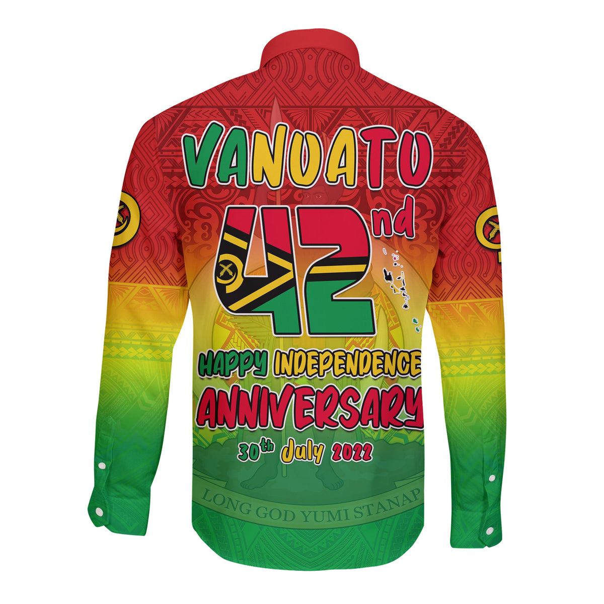 Vanuatu Independence Day Long Sleeve Button Shirt 42nd Anniversary Yumi Yumi Yumi LT13 - Polynesian Pride