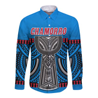 Guam Chamorro Long Sleeve Button Shirt Latte Stone Blue Polynesian Haligi LT13 Unisex Blue - Polynesian Pride