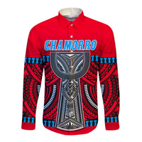 (Custom Personalised) Guam Chamorro Long Sleeve Button Shirt Latte Stone Red Polynesian Haligi LT13 - Polynesian Pride