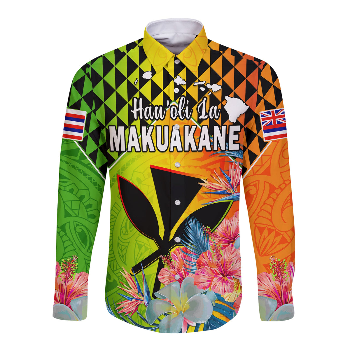 Happy Hawaii Fathers Day Long Sleeve Button Shirt Hawaiian Tribal Kanaka Maoli Hibiscus LT14 Unisex Reggae - Polynesian Pride