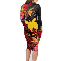 (Custom Personalised) Papua New Guinea Long Sleeves Dress Bird of Paradise Ver.02 LT13 - Polynesian Pride