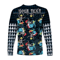 (Custom Personalised) Hawaii Skeleton Surf Long Sleeve Shirt Halloween Hawaiian Tribal LT13 - Polynesian Pride