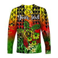 (Custom Personalised) Hawaii Flowers Long Sleeve Shirt Color Tribal Pattern Hawaiian LT13 - Polynesian Pride