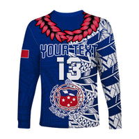 (Custom Text and Number) Toa Samoa Rugby Long Sleeve Shirt Siamupini Ula Fala Blue LT13 - Polynesian Pride