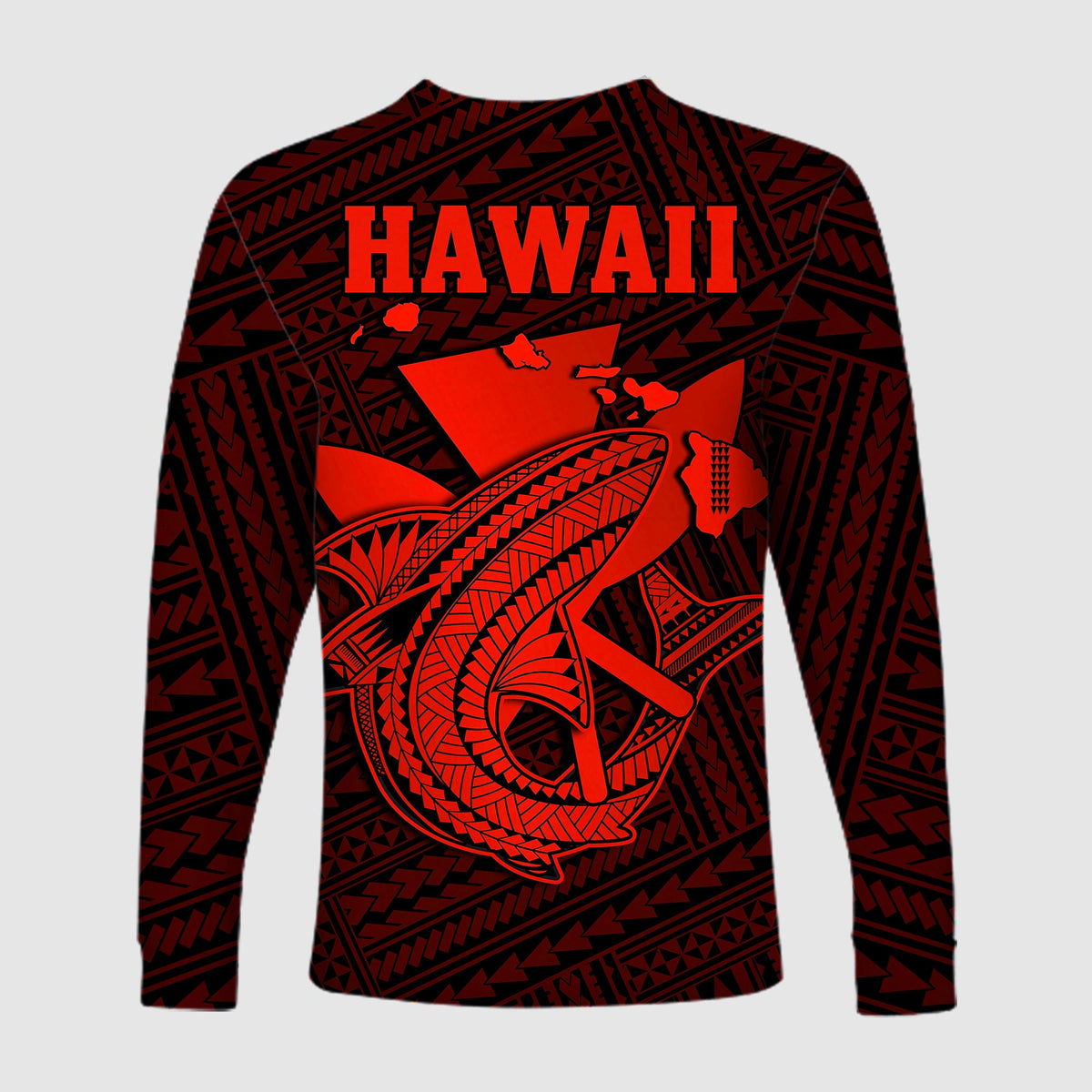 (Custom Personalised) Hawaii Long Sleeve Shirt Kakau Kanaka Maoli Combine Polynesian Shark Ver.06 LT14 - Polynesian Pride