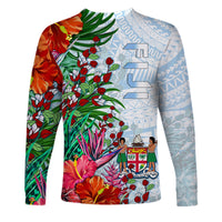 (Custom Personalised) Fiji Long Sleeve Shirt Proud Fijian Tapa mix Tagimoucia Flowers LT13 - Polynesian Pride
