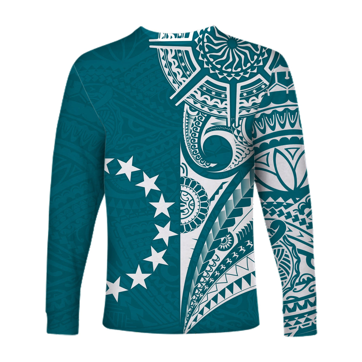 Cook Islands Tatau Long Sleeve Shirt Symbolize Passion Stars Version Blue LT13 - Polynesian Pride