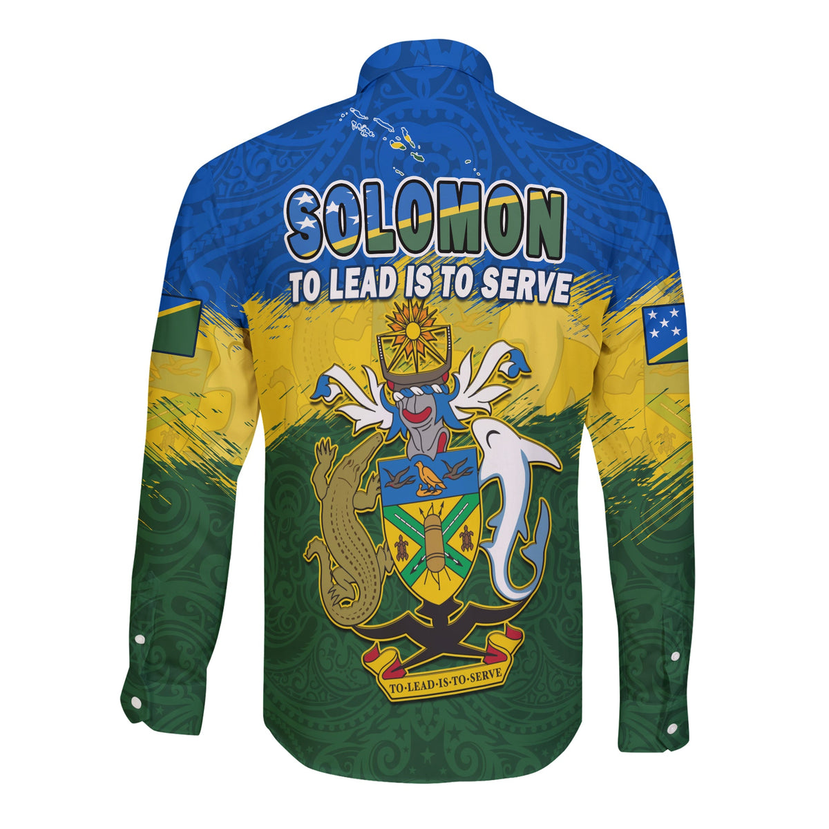 Solomon Islands Long Sleeve Button Shirt Happy 44th Independence Anniversary Polynesian Pattern LT14 - Polynesian Pride