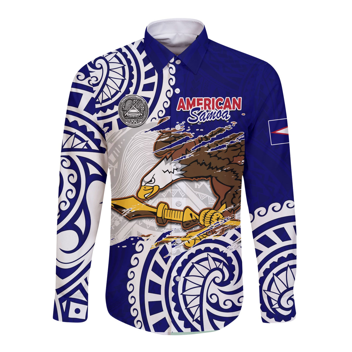 (Custom Personalised) American Samoa Independence Day Long Sleeve Button Shirt Polynesian Special Version LT14 - Polynesian Pride