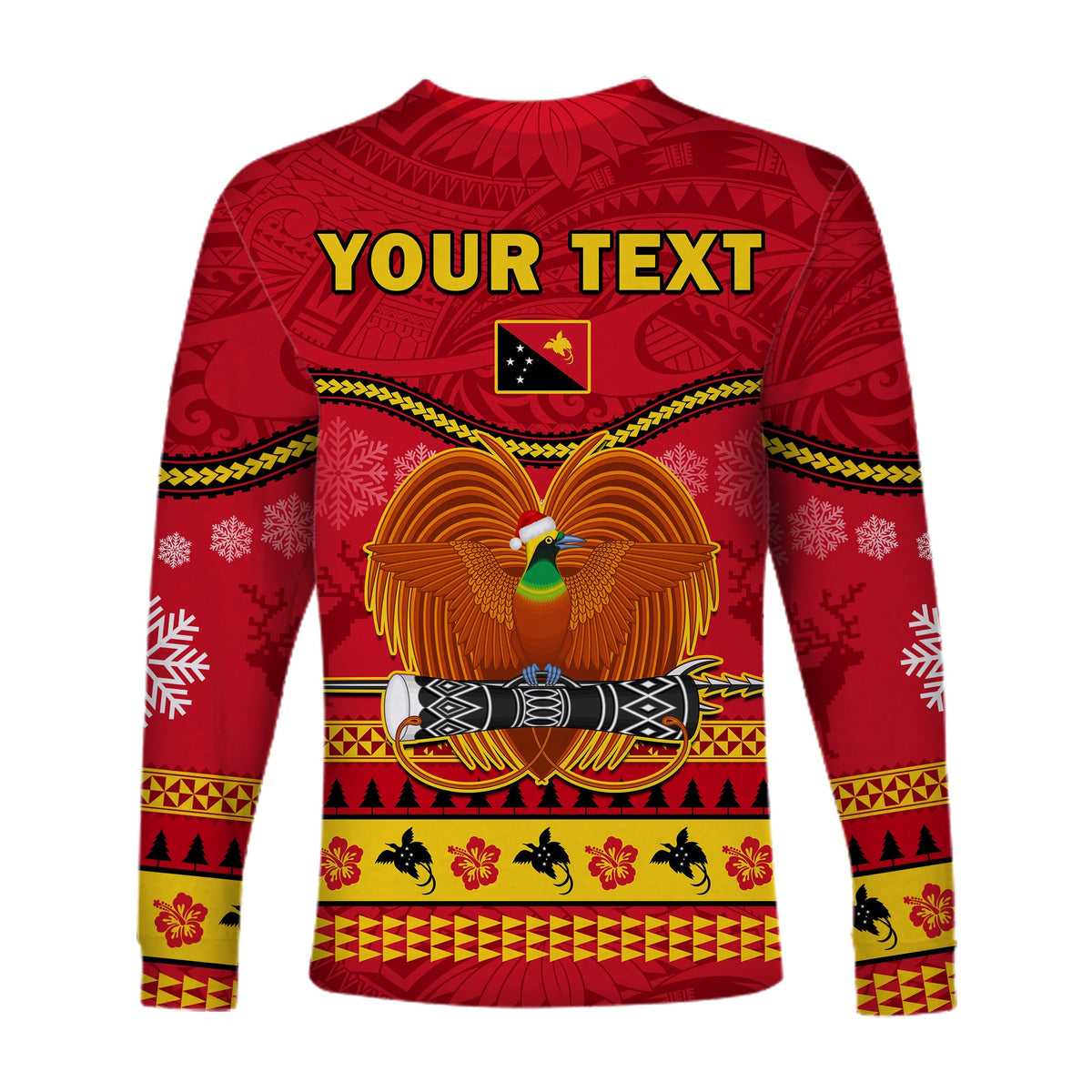 (Custom Personalised) Papua New Guinea Christmas Long Sleeve Shirt Bird Of Paradise Bikpela Hamamas Blong Dispela Krismas LT14 - Polynesian Pride