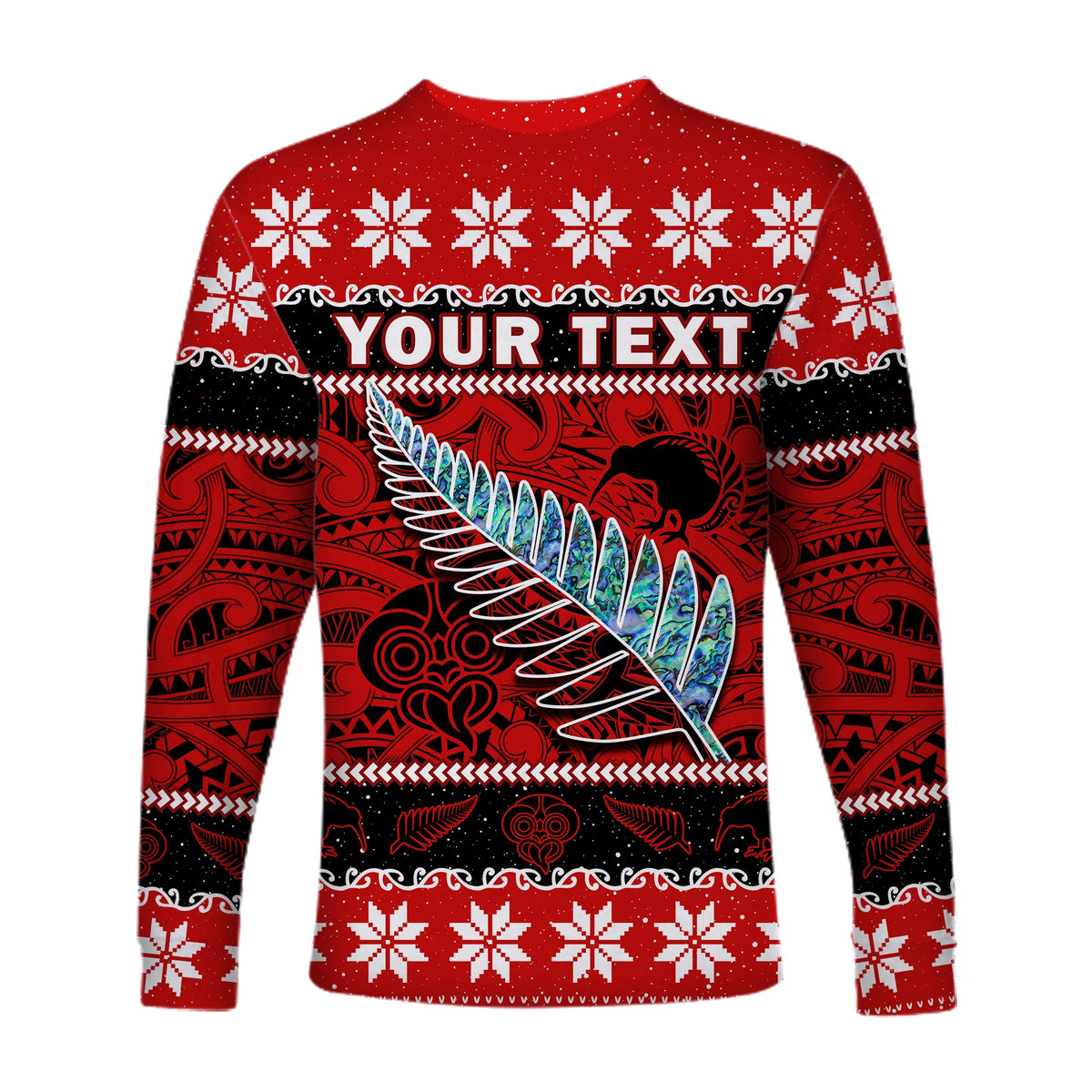 (Custom Personalised) New Zealand Christmas Long Sleeve Shirt Paua Shell Silver Fern Meri Kirihimete LT14 - Polynesian Pride