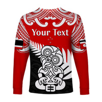 (Custom Personalised) Waitangi Day Long Sleeve Shirt Tino Rangatiratanga Flag With Tiki Maori Fern LT14 - Polynesian Pride