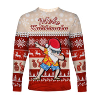 Hawaii Mele Kalikimaka Long Sleeve Shirt Dabbing Santa Red Merry Christmas LT14 - Polynesian Pride