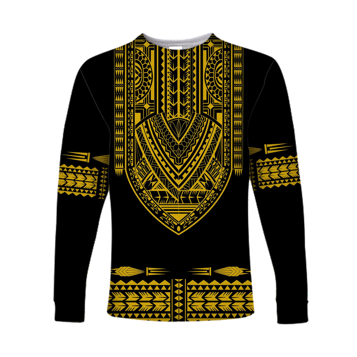 (Custom Personalised) Polynesian Long Sleeve Shirt Dashiki With Polynesian Tattoo Royal Golden Version LT14 - Polynesian Pride