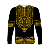 (Custom Personalised) Polynesian Long Sleeve Shirt Dashiki With Polynesian Tattoo Royal Golden Version LT14 - Polynesian Pride