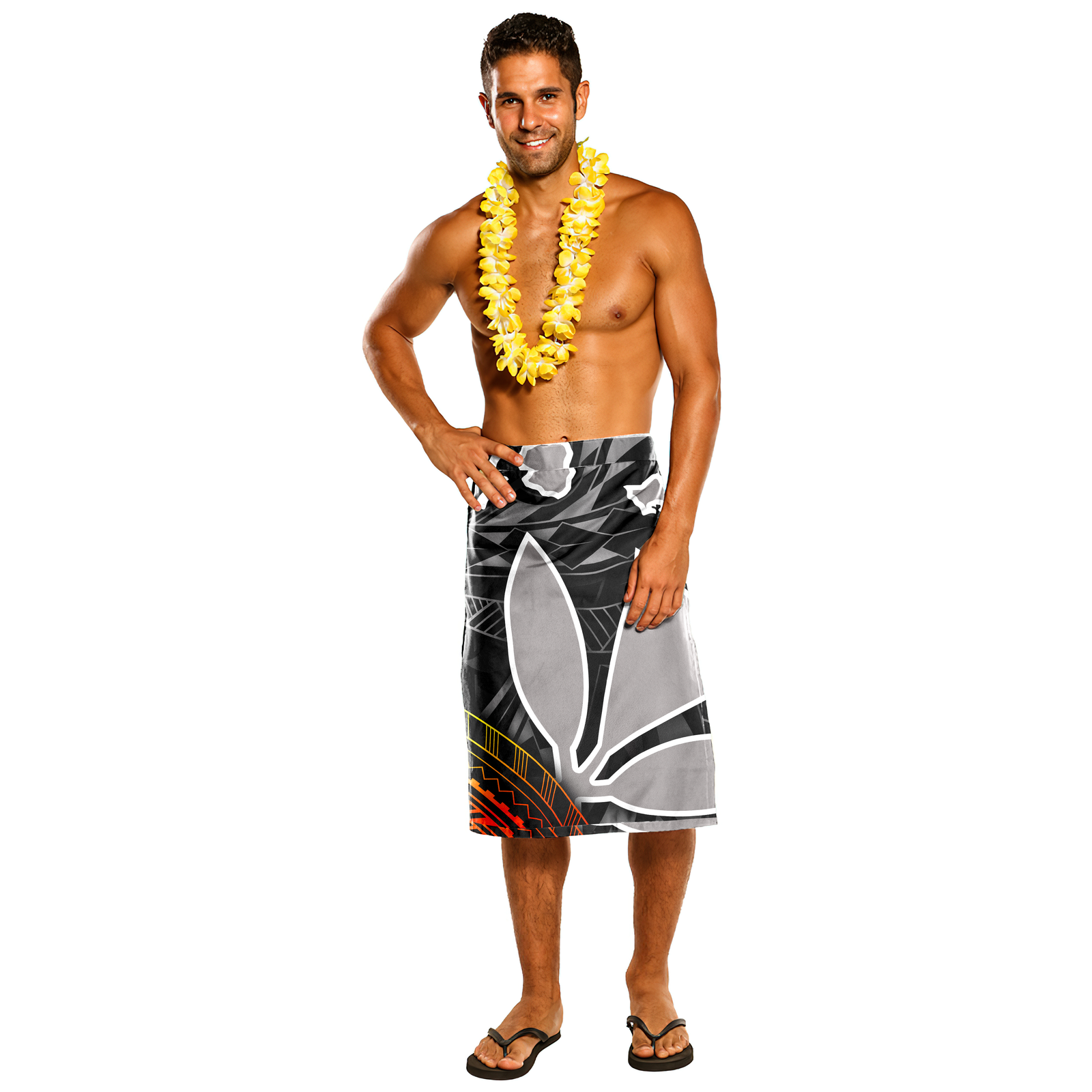 Hawaii Polynesian Lavalava - Hawaii Map Polynesian One Size Black - Polynesian Pride