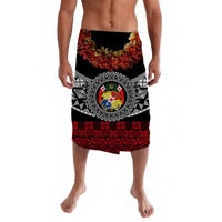 Custom Tonga Lavalava Emancipation Day Tupenu Independence Day Fancy Kahoa Heilala Flower Black Red LT8 Black - Polynesian Pride