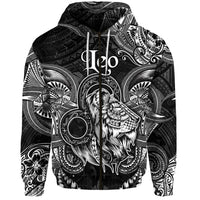 Leo Zodiac Polynesian Zip Hoodie Unique Style Black LT8 - Polynesian Pride