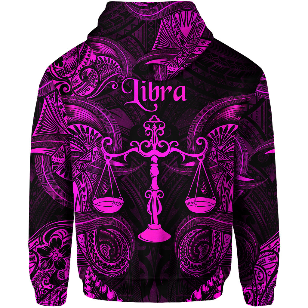 Libra Zodiac Polynesian Zip Hoodie Unique Style Pink LT8 - Polynesian Pride