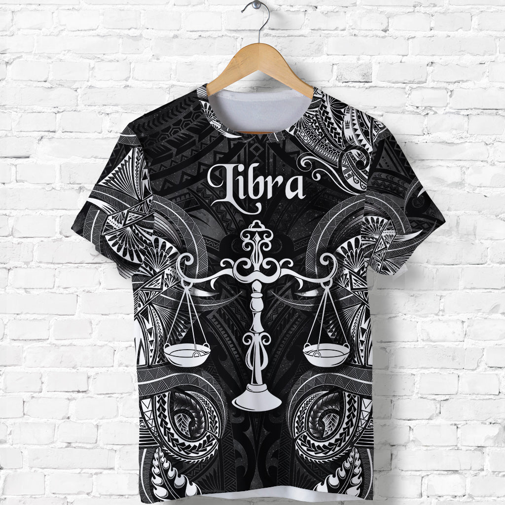 Custom Libra Zodiac Polynesian T Shirt Unique Style Black LT8 Unisex Black - Polynesian Pride