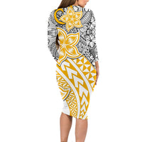 Traditional Polynesian Tribal Tattoo Retro Long Sleeves Dress Yellow LT9 - Polynesian Pride