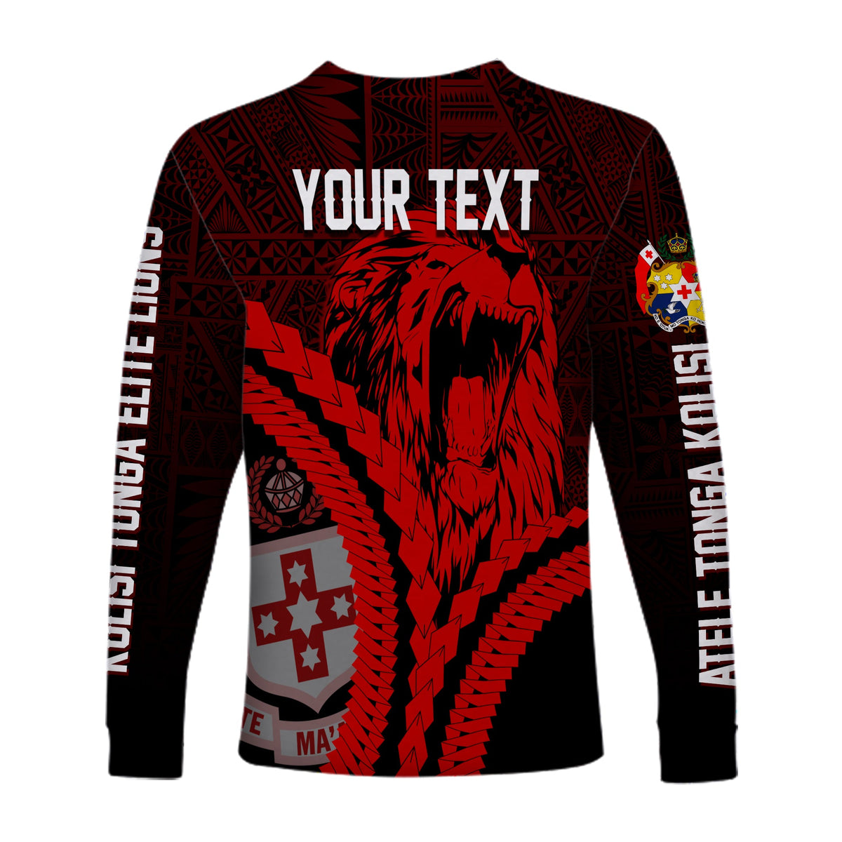 Kolisi Tonga 'Atele Personalised Long Sleeves Shirt Roaring Lion LT7 - Polynesian Pride
