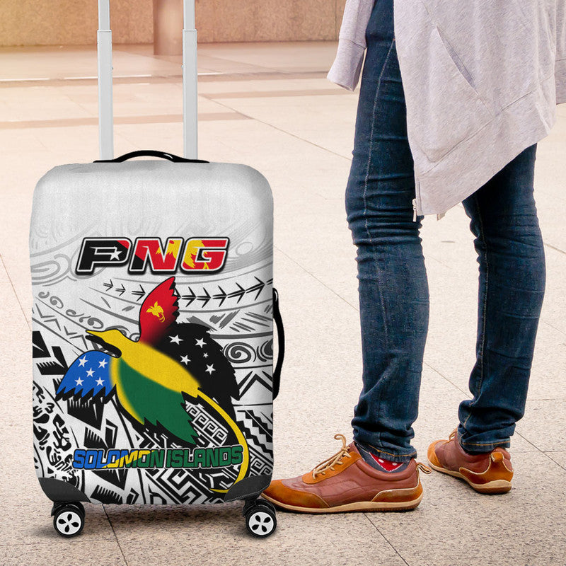 Papua New Guinea And Solomon Islands Luggage Cover LT6 white - Polynesian Pride