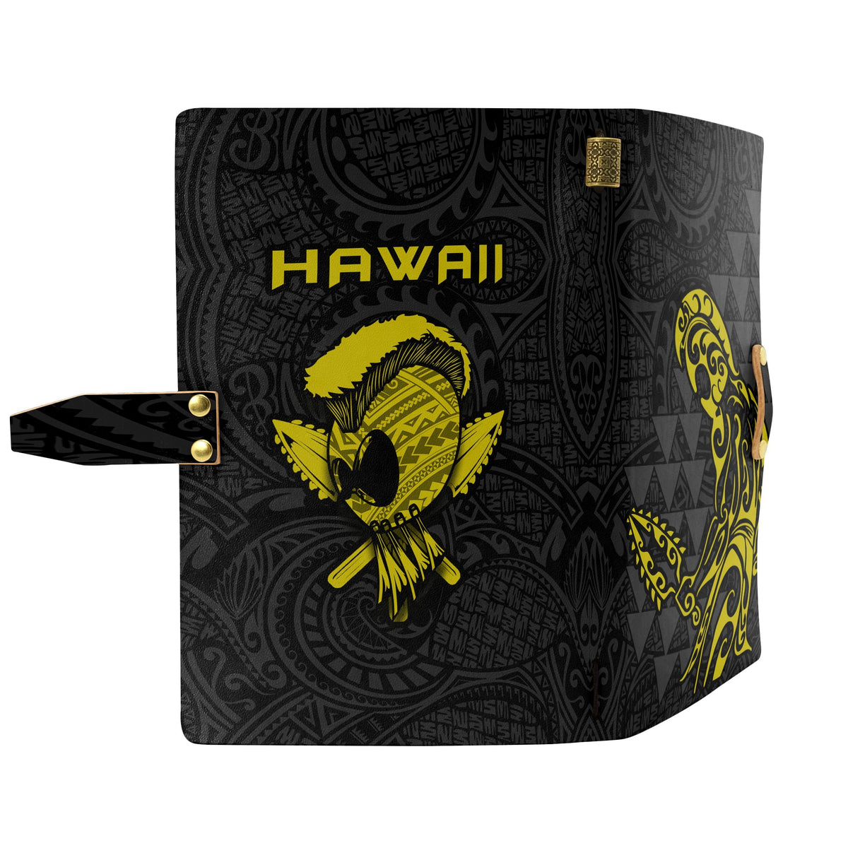 Hawaii Warrior Polynesian Leather Notebook - Yellow - Polynesian Pride