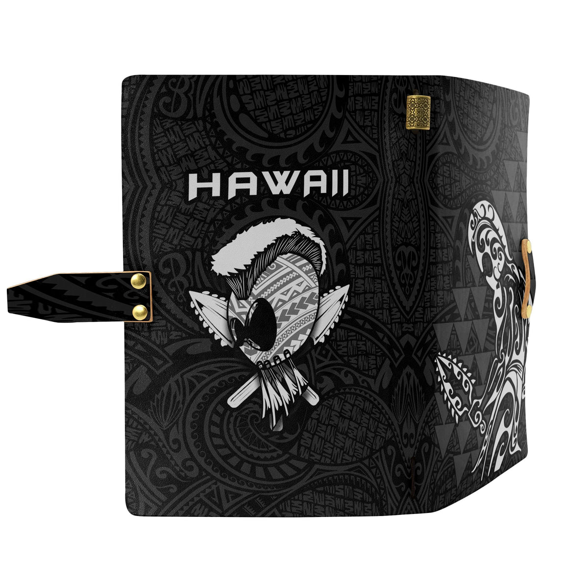 Hawaii Warrior Polynesian Leather Notebook - White Leather White - Polynesian Pride