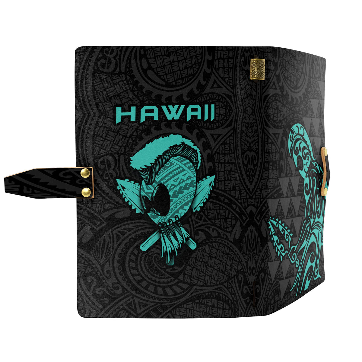 Hawaii Warrior Polynesian Leather Notebook - Turquoise - Polynesian Pride
