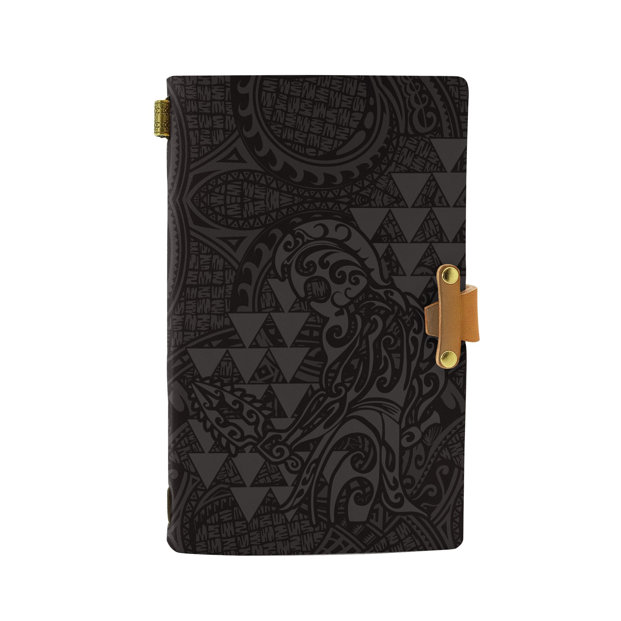 Hawaii Warrior Polynesian Leather Notebook - Gray Leather Gray - Polynesian Pride