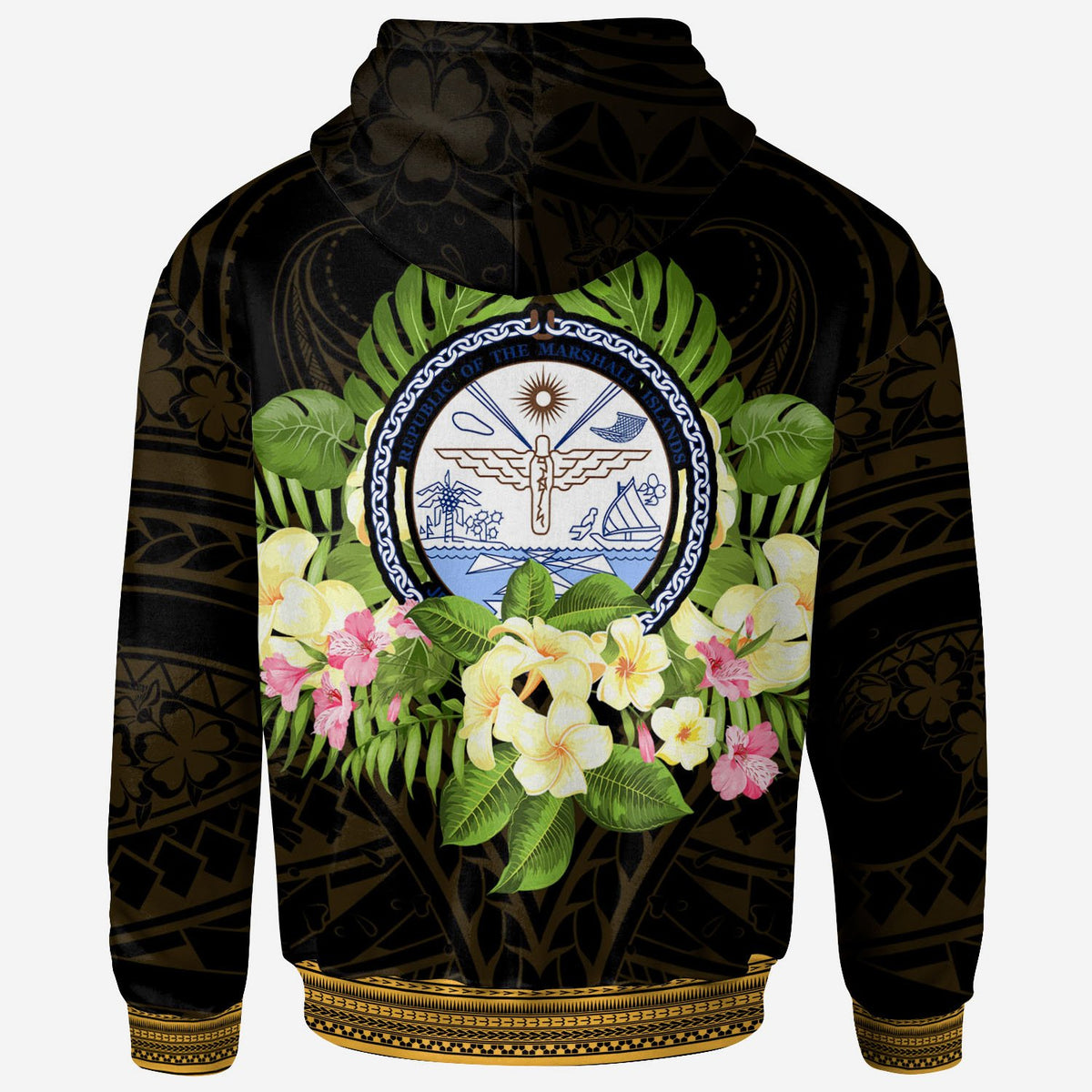 Marshall Islands Hoodie Polynesian Gold Patterns Collection - Polynesian Pride
