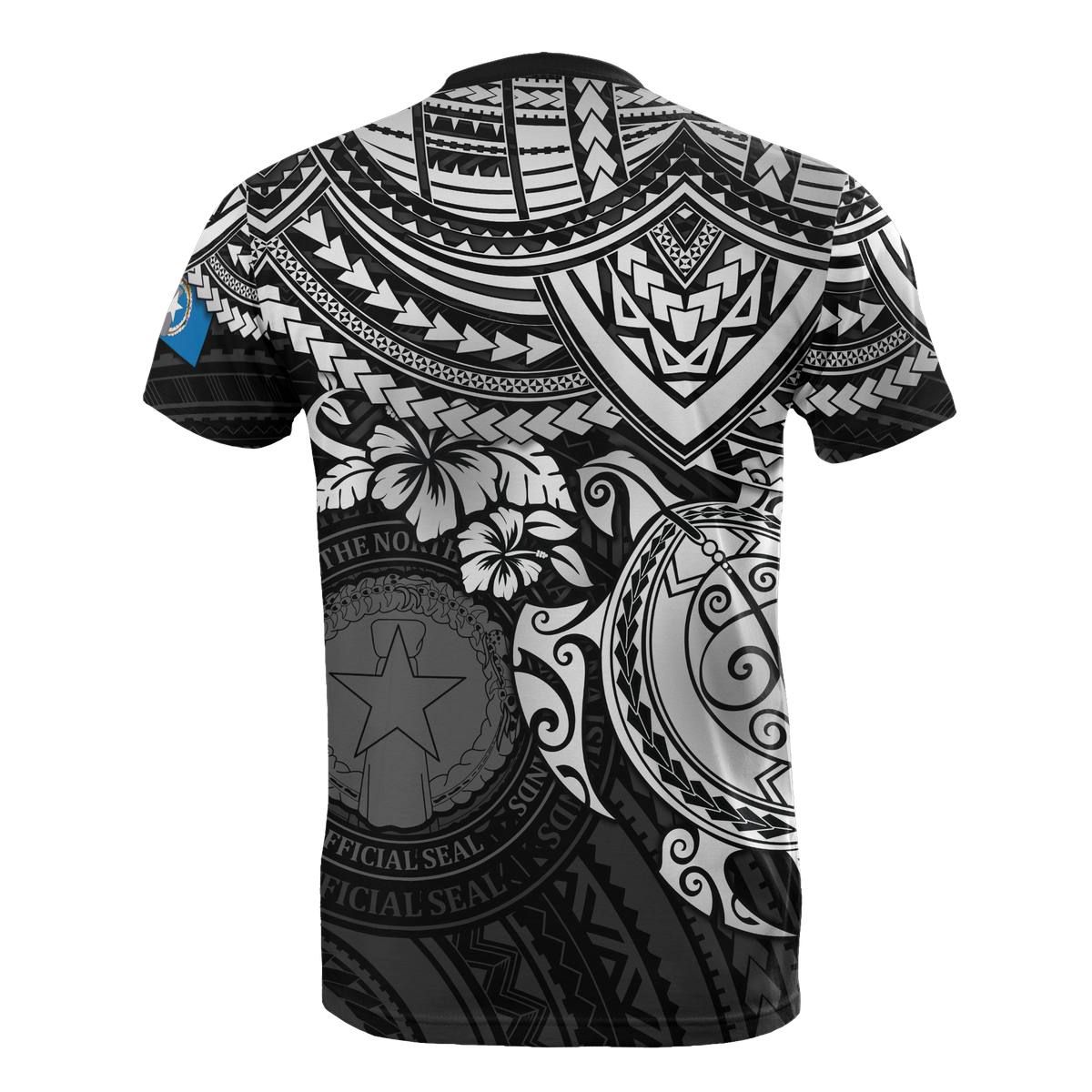 Northern Mariana Islands T Shirt Northern Mariana Islands Seal White Turtle Hibiscus - Polynesian Pride