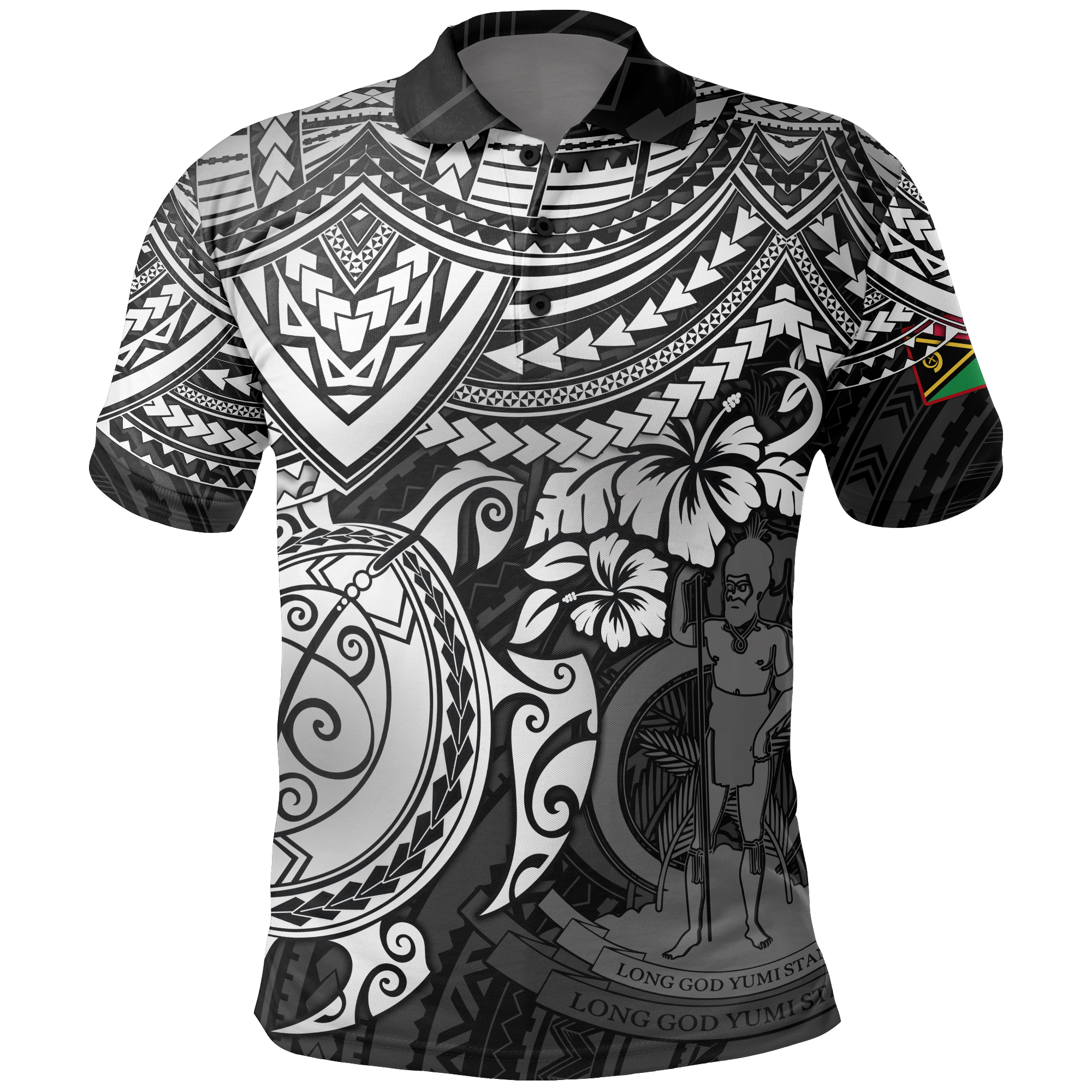 Vanuatu Polo Shirt Vanuatuan Flag Coat Of Arms White Turtle Hibiscus Unisex White - Polynesian Pride